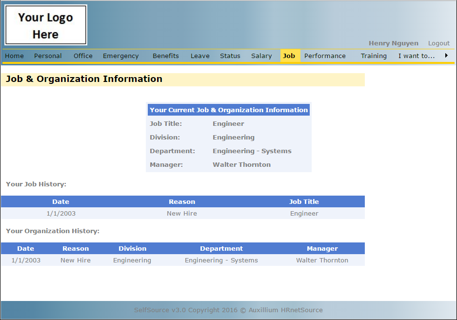 HRSource Software - Job information