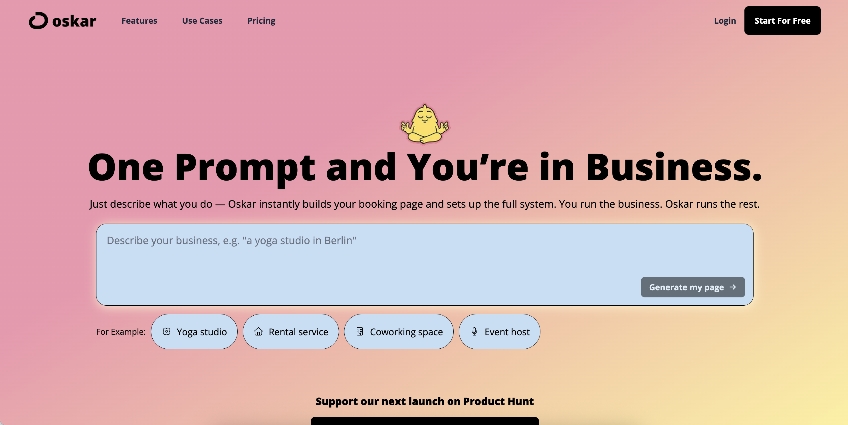 OskarOS screenshot: OskarOS initial prompt