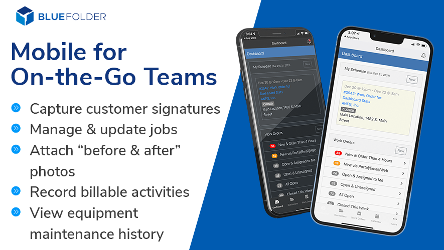 BlueFolder Software - Your field service technicians and maintenance crews are always on the go. Give them what they need to make their service calls go smoother (and faster – with fewer mistakes).