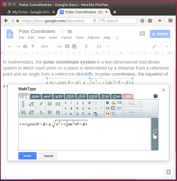 MathType in Google Docs