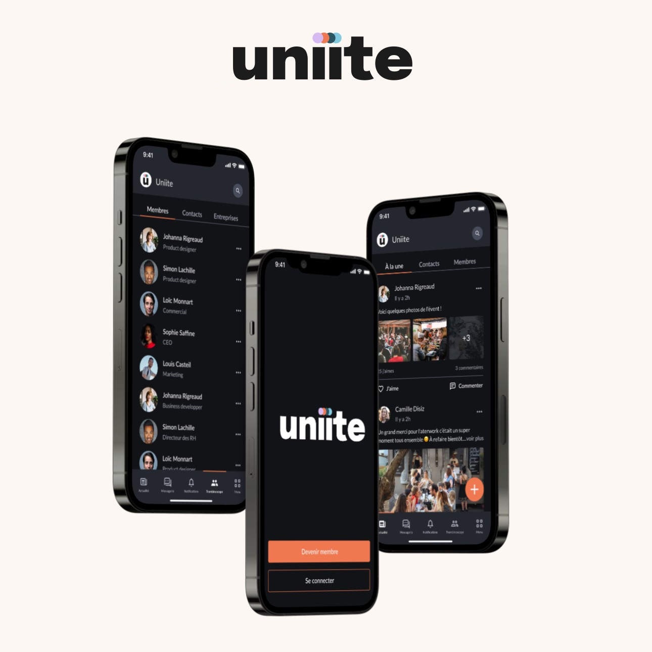 Uniite screenshot: Different interfaces