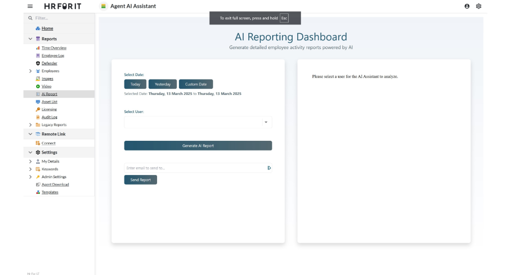 HR for IT screenshot: HR for IT AI reporting dashboard