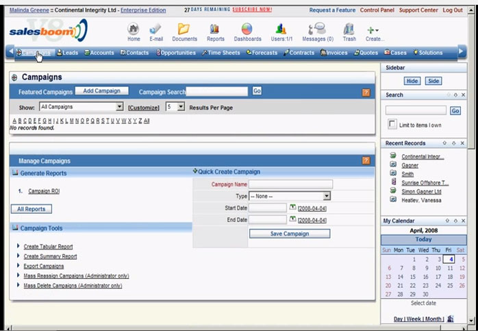 Salesboom CRM Suite Software - SalesBoom_CRM_Campaign