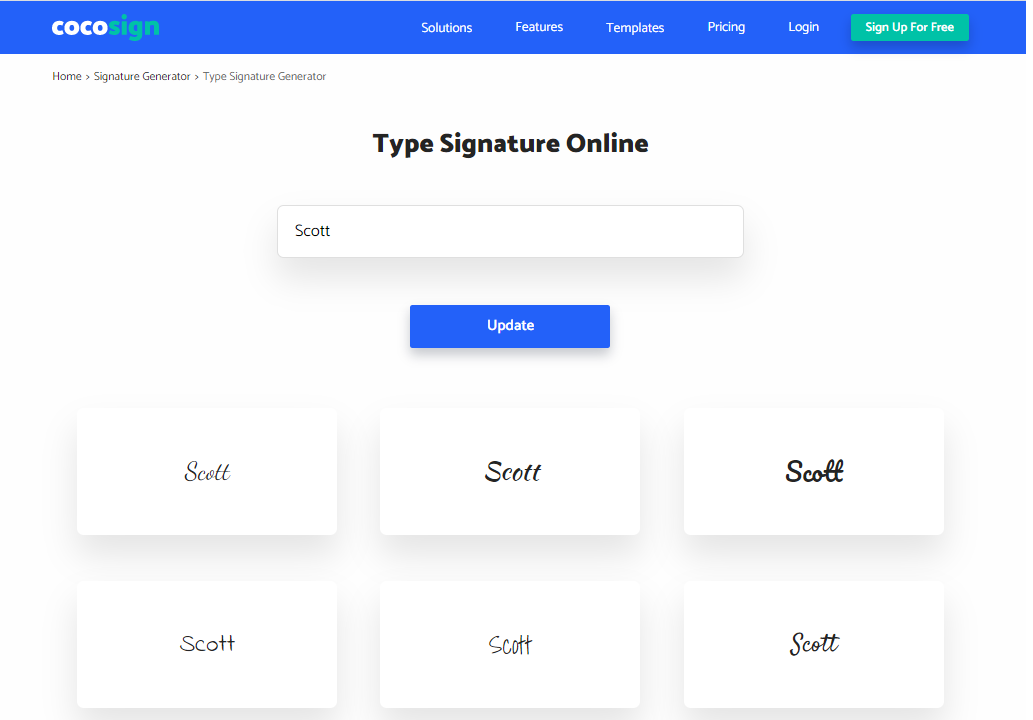 Type Signature Online