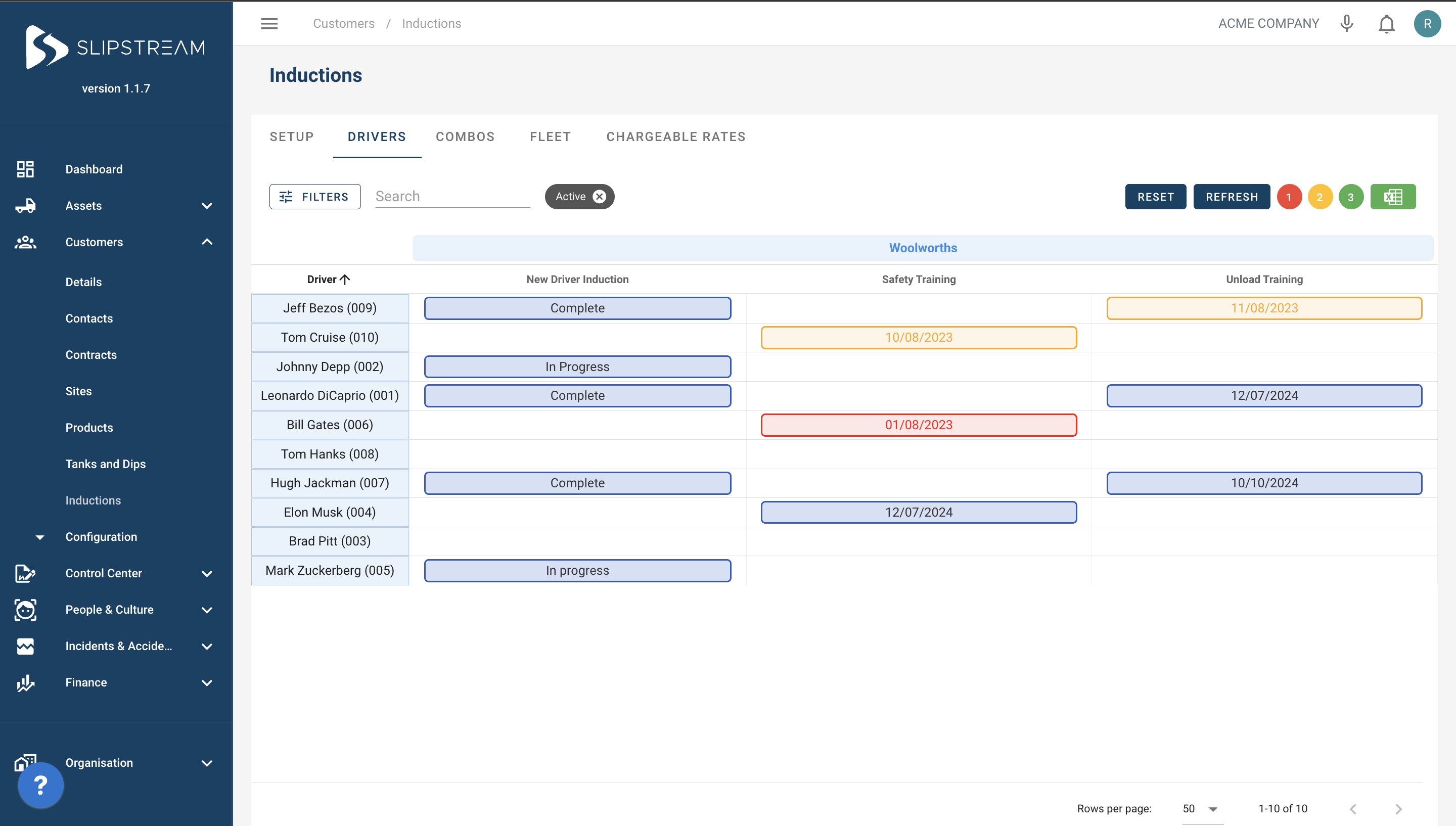 Slipstream CLEAR Software - Driver / Fleet Inductions