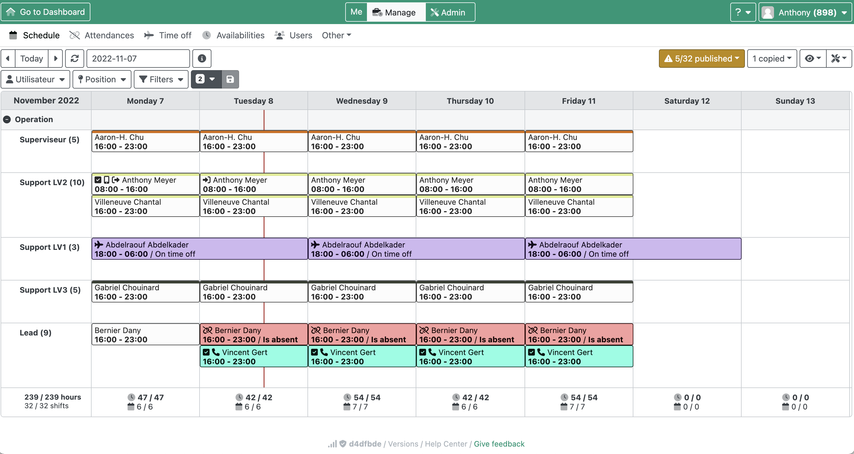 Scheduling interface