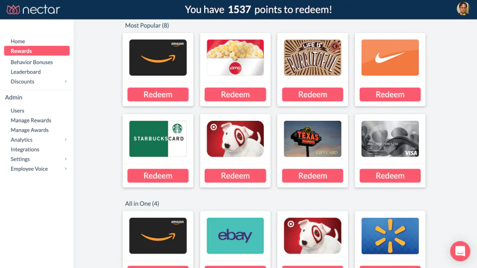 Global gift card options