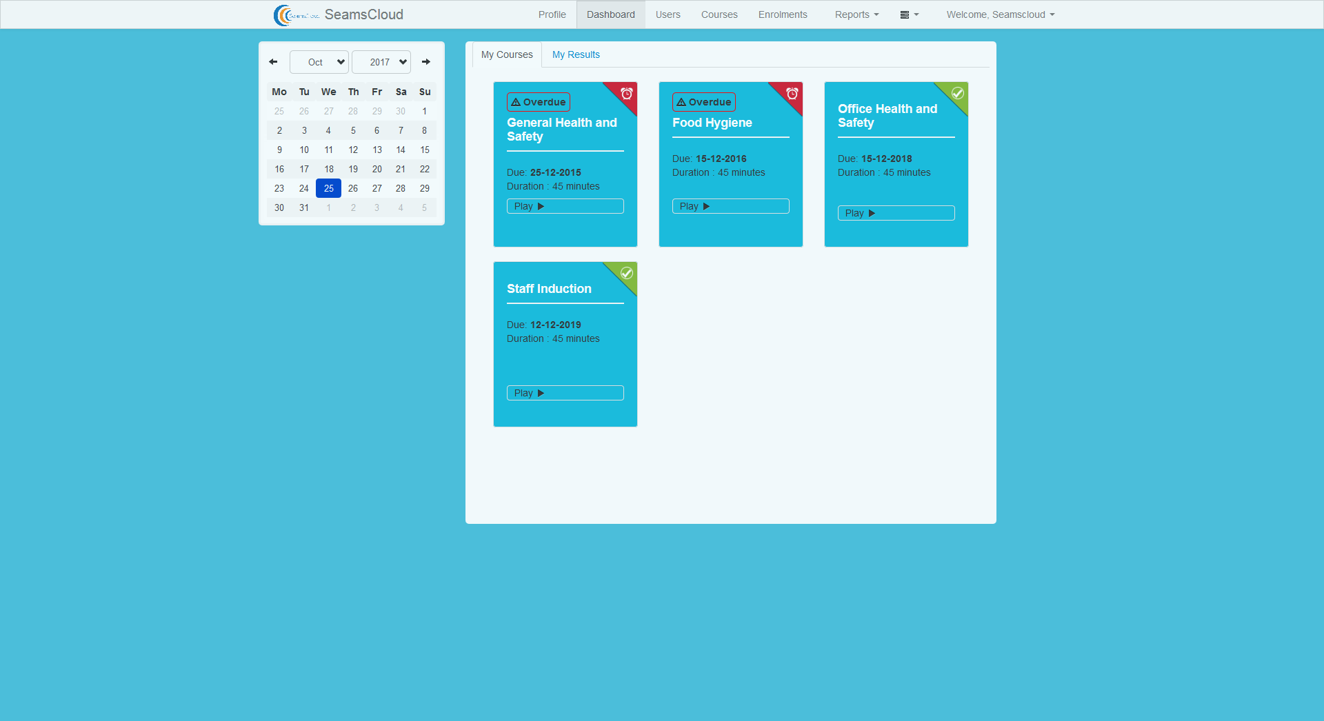 SeamsCloud dashboard screenshot