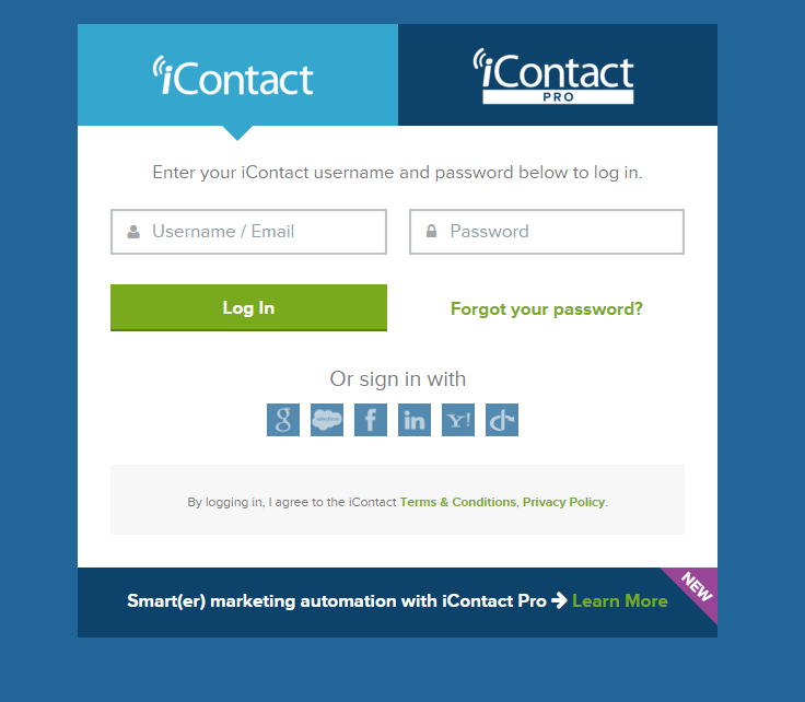 Login page