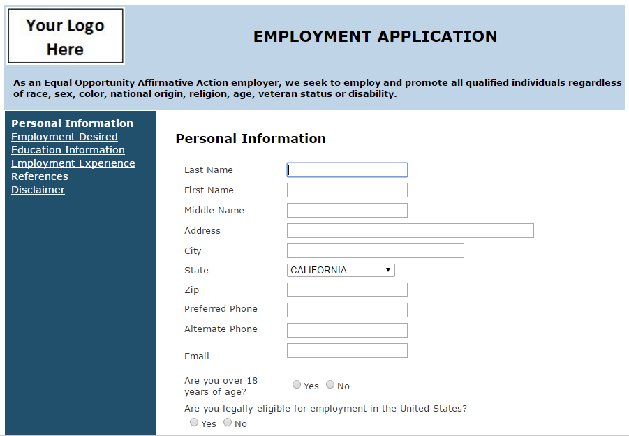 HRSource Software - Employment application