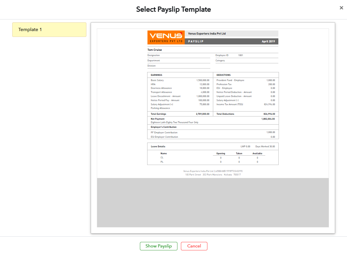 Beautifully designed Payslip templates which you can edit as per company requirements
