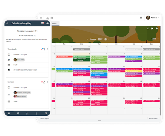 StaffConnect screenshot: Easy Shift Scheduling in our Color-Coded Calendar 