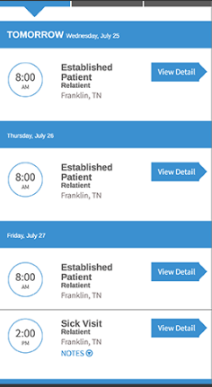 Relatient appointment scheduling screenshot