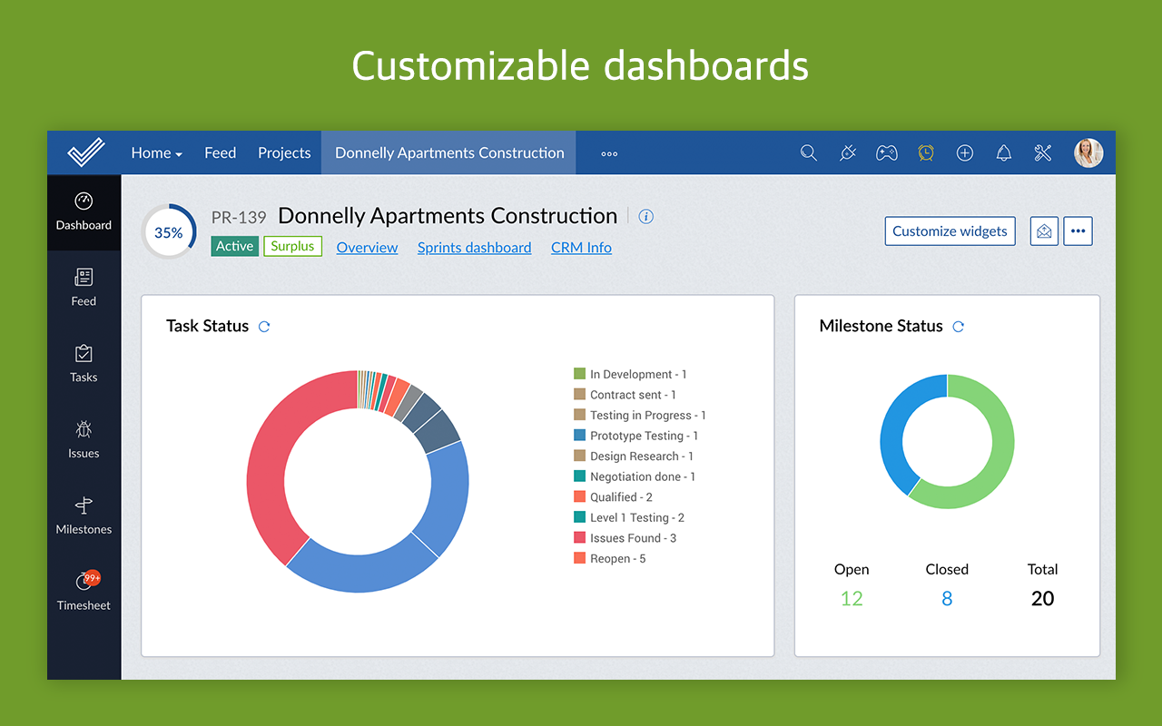 Zoho Projects Software - Zoho Projects dashboard screenshot
