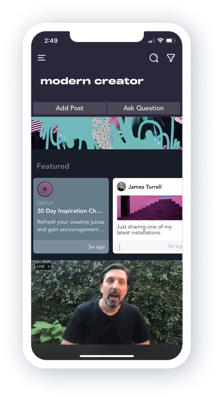 Mighty Pro Software - Example of a mobile app feed with Mighty Pro