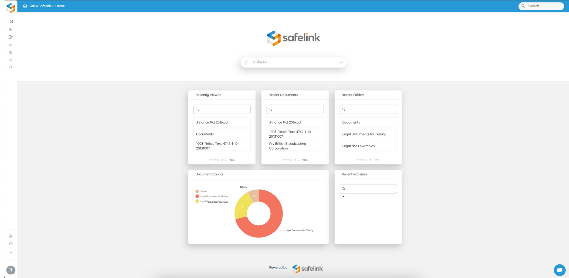 Safelink Homepage (Expanded View)