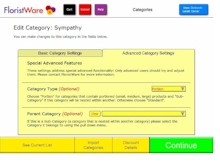 FloristWare Software - Users can edit categories by changing parent type with FloristWare