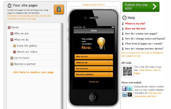 Our online CMS for easily and quickly building mobile websites