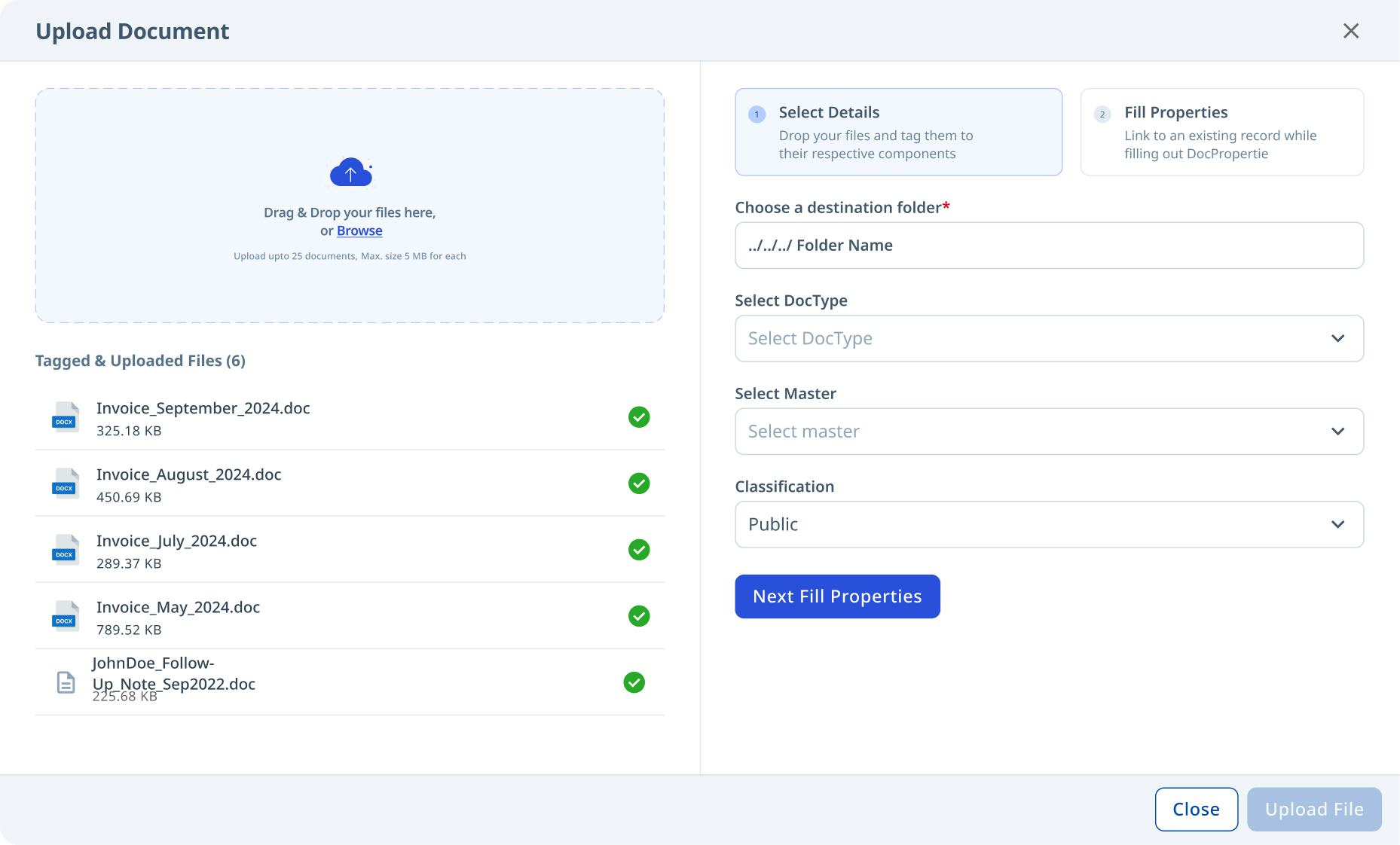 dMACQ DMS Software - Upload Interface