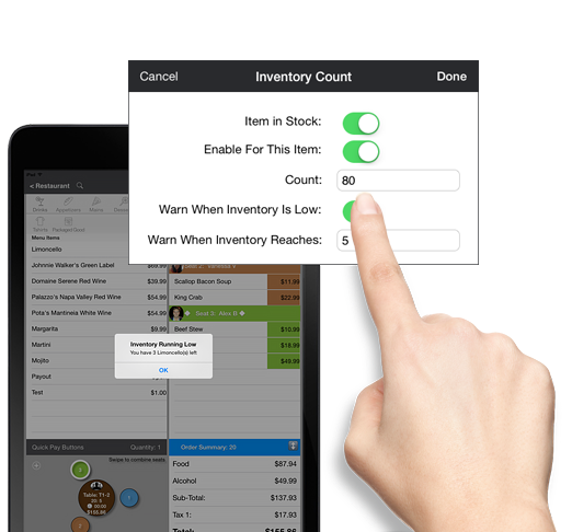 TouchBistro Software - TouchBisto offer inventory tracking and sounds alerts for replenishments