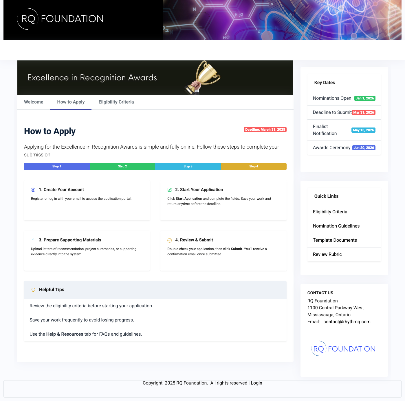 RQ Platform Software - Provide guides for participants, such as How to Apply, to ensure they have the information that they require to be successful.