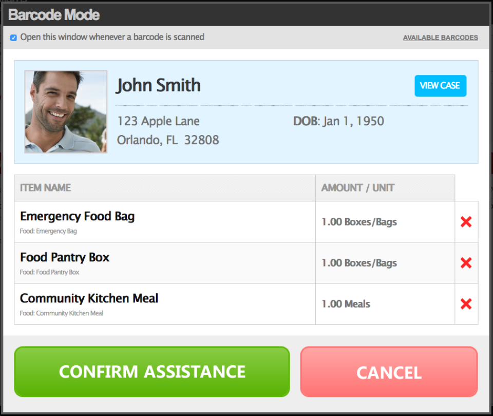 CharityTracker Software - Barcode Scanning ID's