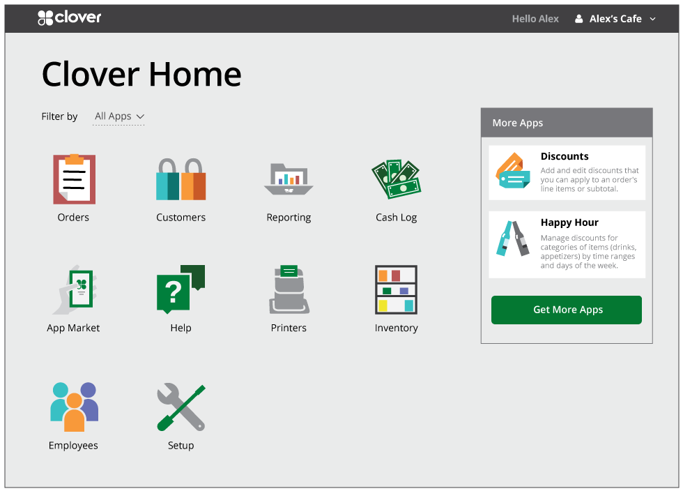 Clover Software - Clover POS - Configure home screen