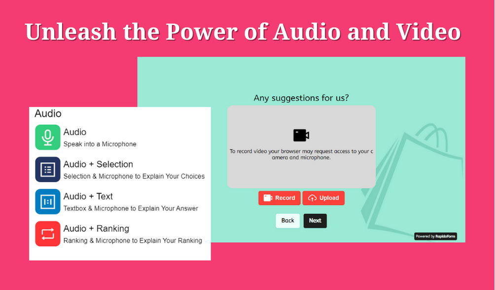 Boost your data collection using rapidoform's audio and video question type