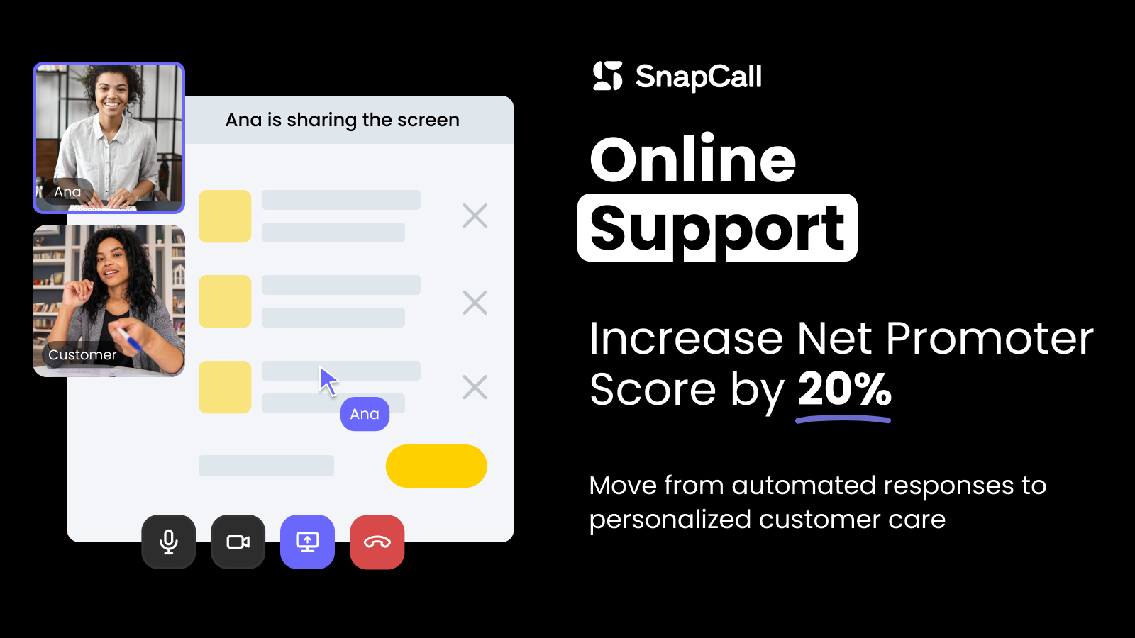 Online Support: increase Net Promoter Score by 20%