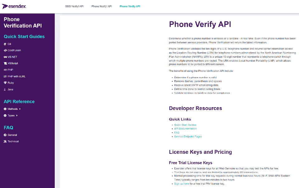 Programmable Phone Verification API Documentation that's Simple