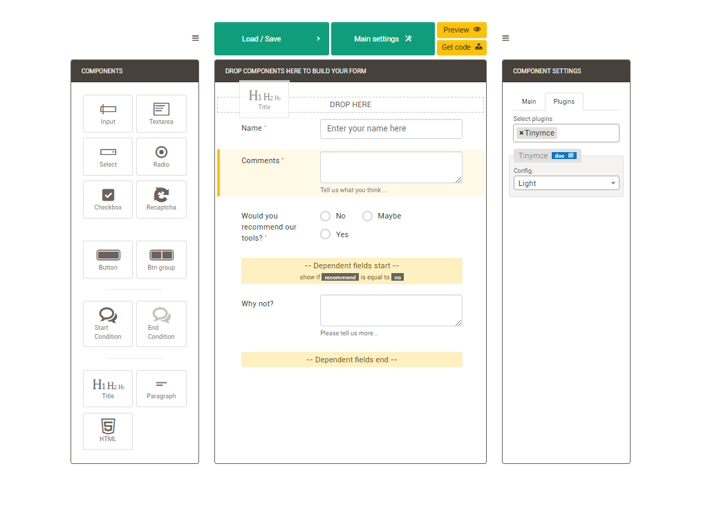 PHP Form Builder screenshot: Drag & drop form generator