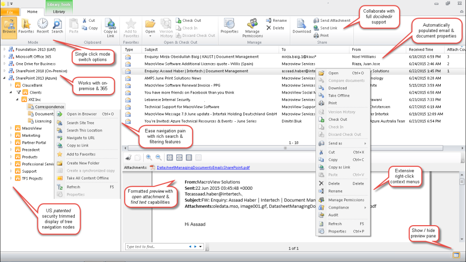 MacroView DMS Pro screenshot: MacroView DMS Pro Explorer Menu