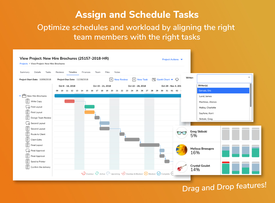 RoboHead Software - Use the Gantt view to visualize your entire project. Manipulate the order of tasks and change dates while immediately seeing the impact.