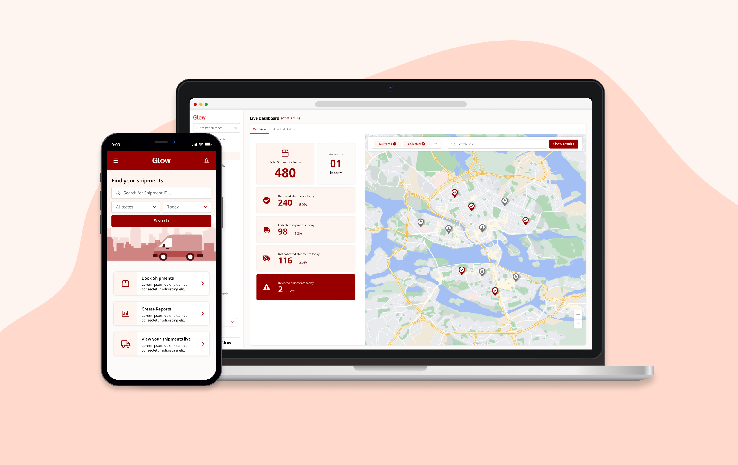 Glow screenshot: Overview of Customer Portal