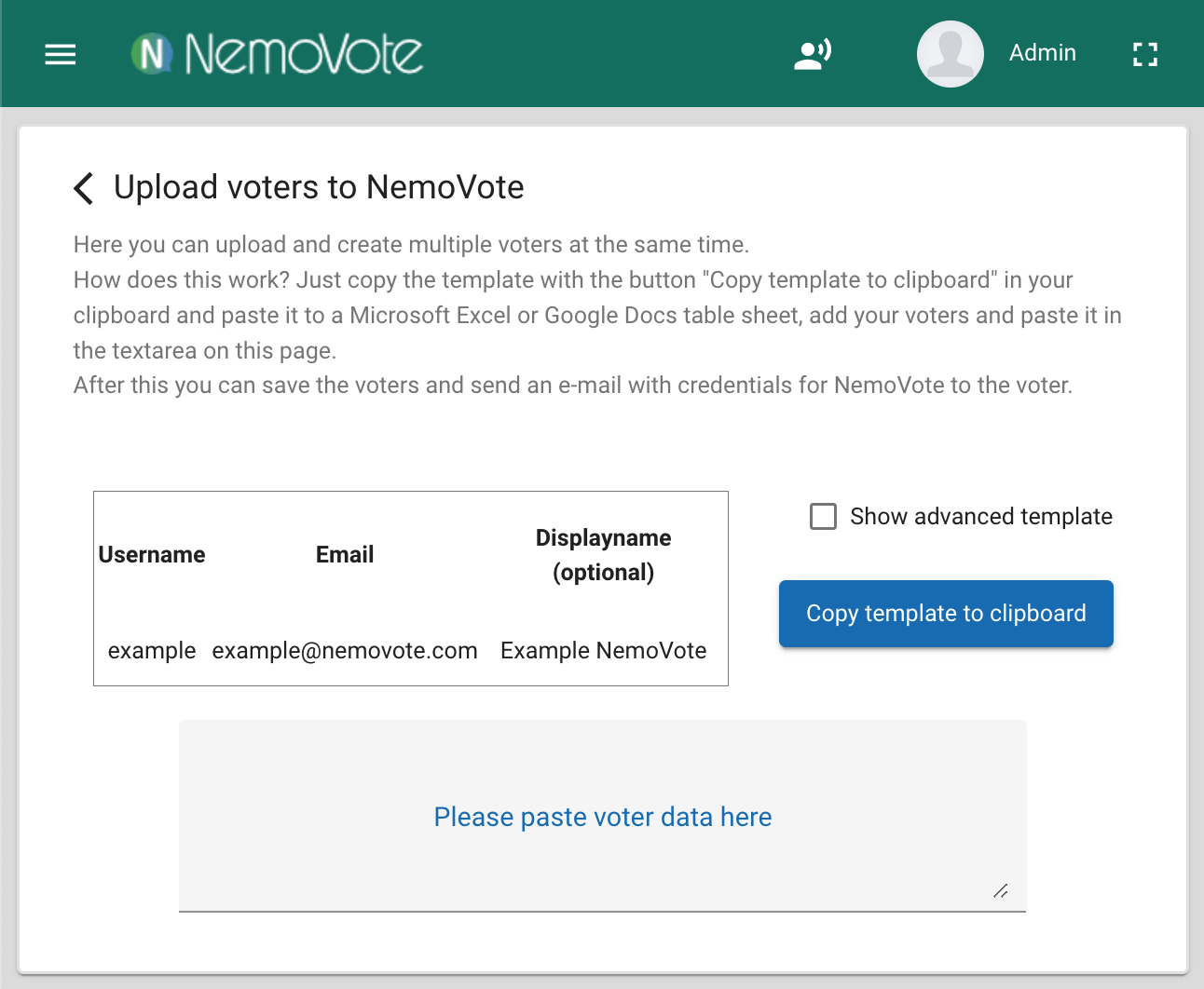 NemoVote import voters directly from Excel