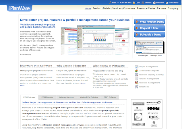 iPlanWare PPM screenshot: iPlanWare website