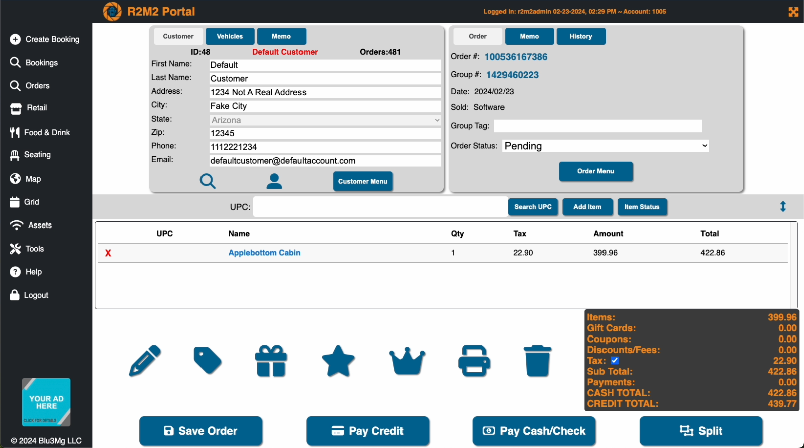 R2M2 Solutions screenshot: Manage Online and In-house Reservations plus bookings for Tours, Activities, Lodging & and Spa Services from one place!
Digital waivers to dynamically created documents
Manages floats, soaks, towel rentals and more
RFID solution for access control, guest 