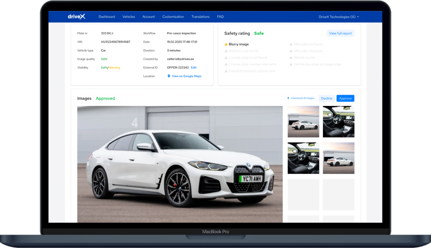 DriveX screenshot: DriveX vehicle details