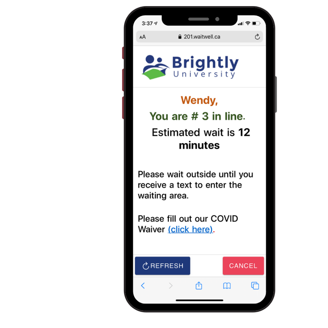 Provide guests with real-time updates about their position in line and estimated wait time, and any other information you want them to have while they wait. 