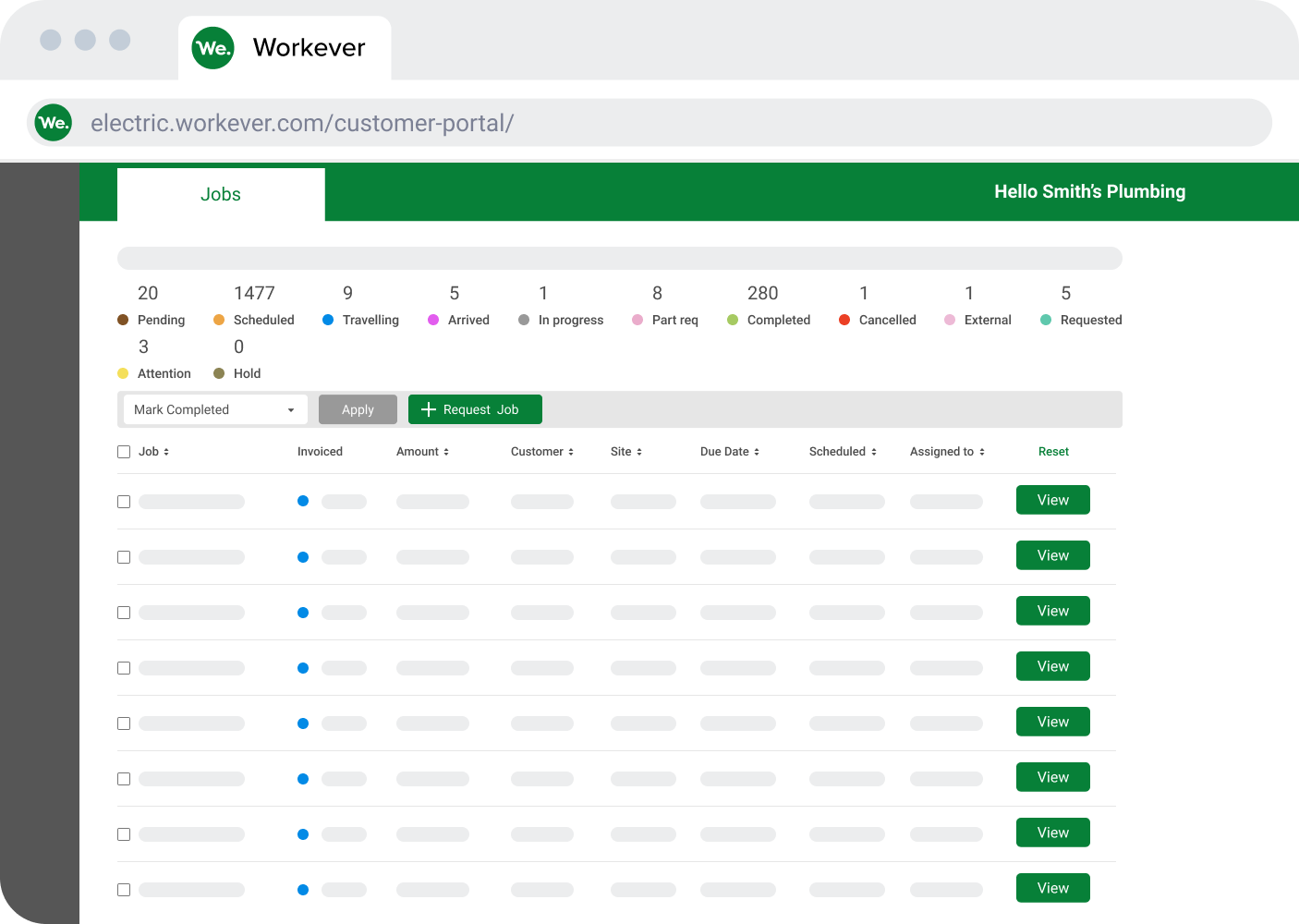 Workever Software - Bespoke customer portal where your customer can see all works completed. and request work directly