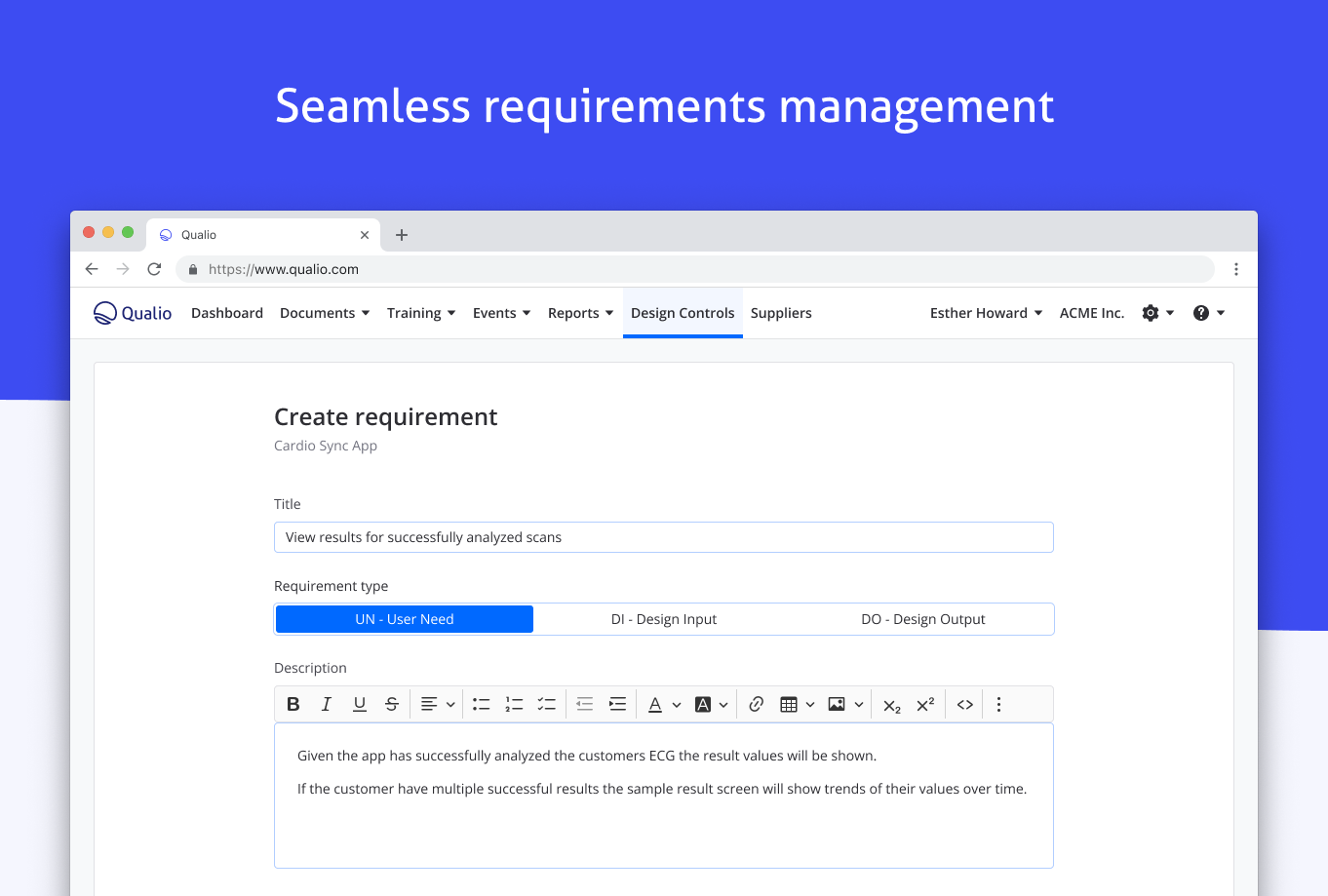 Qualio Software - Seamless requirements management