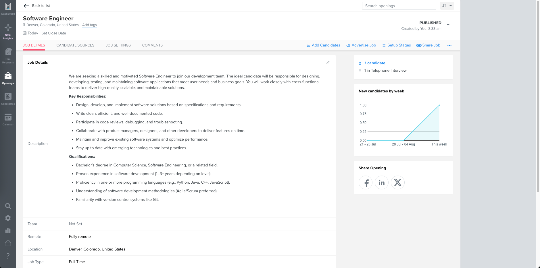 Trakstar Hire Software - Job Opening Management - With Mitratech Hire, recruiters can track responsibilities, requirements, and candidate activity for each opening.