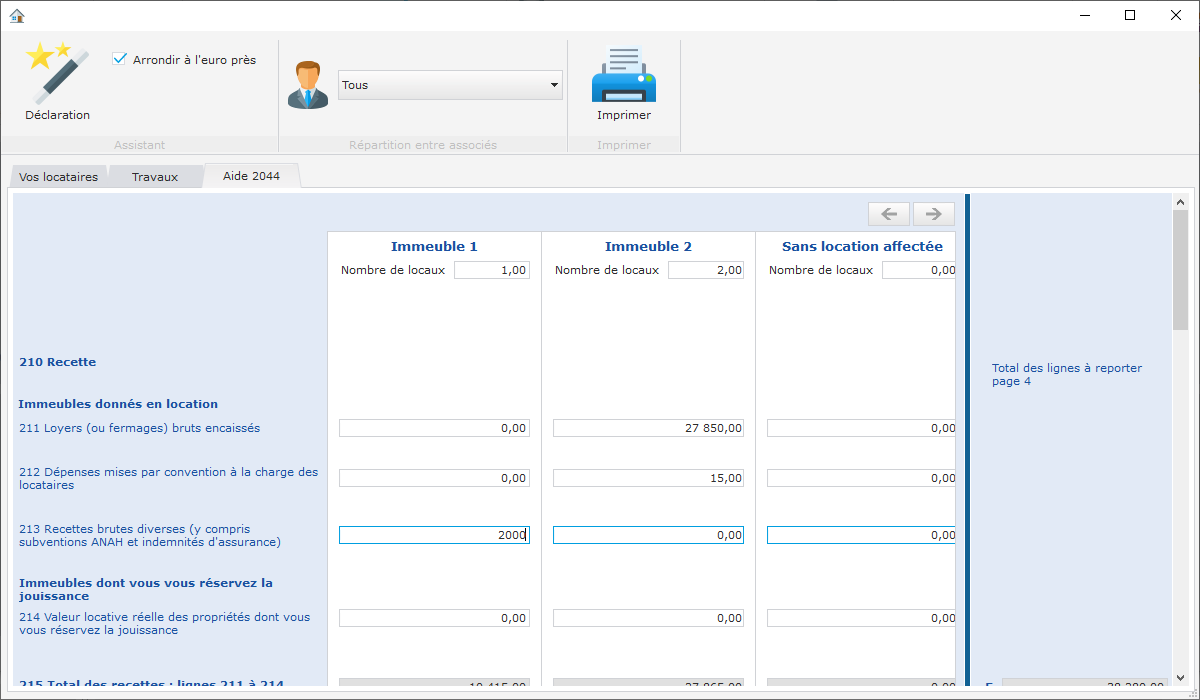 Rental Management v2024 Software - Aide aux déclarations fiscales (2042, 2044, 2072)