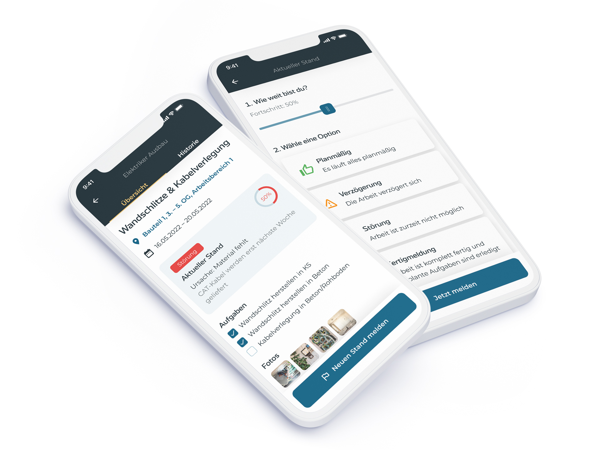 Site app gives an overview of appointments, tasks, status reports and photo documentation