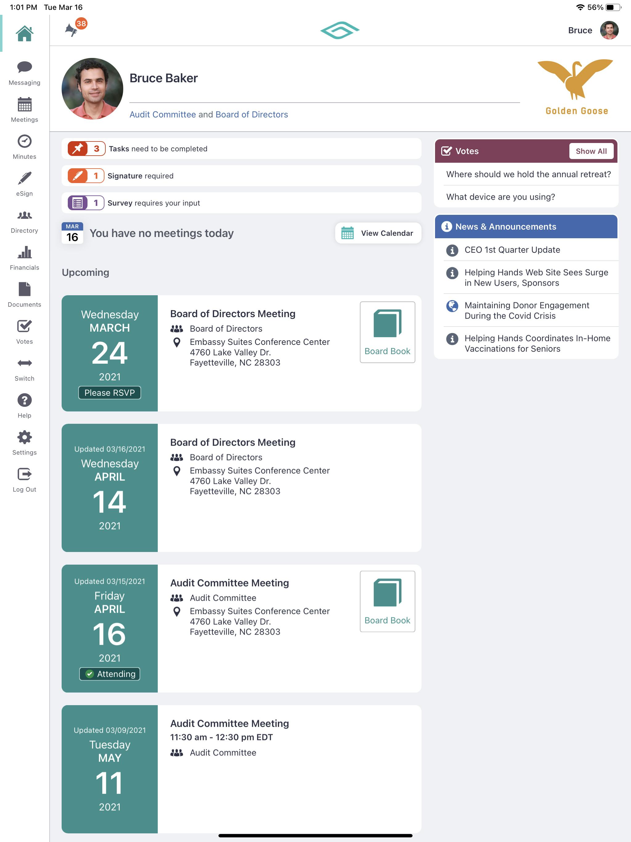 Govenda Software - Intuitive easy to use interface that allows you to share documents securely. Login across platforms and streamline your board meetings.