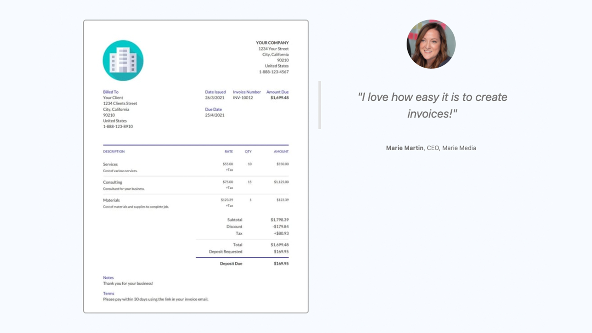 Subscribers rave about Invoicer's easy-to-use invoice generator.