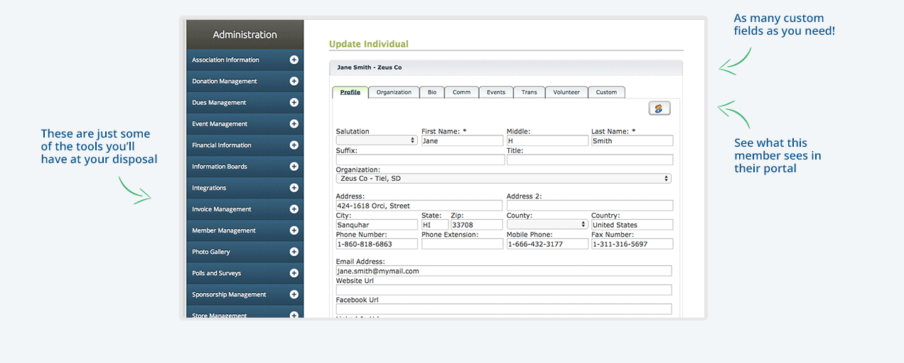 Membership management tools keep all membership information centralized