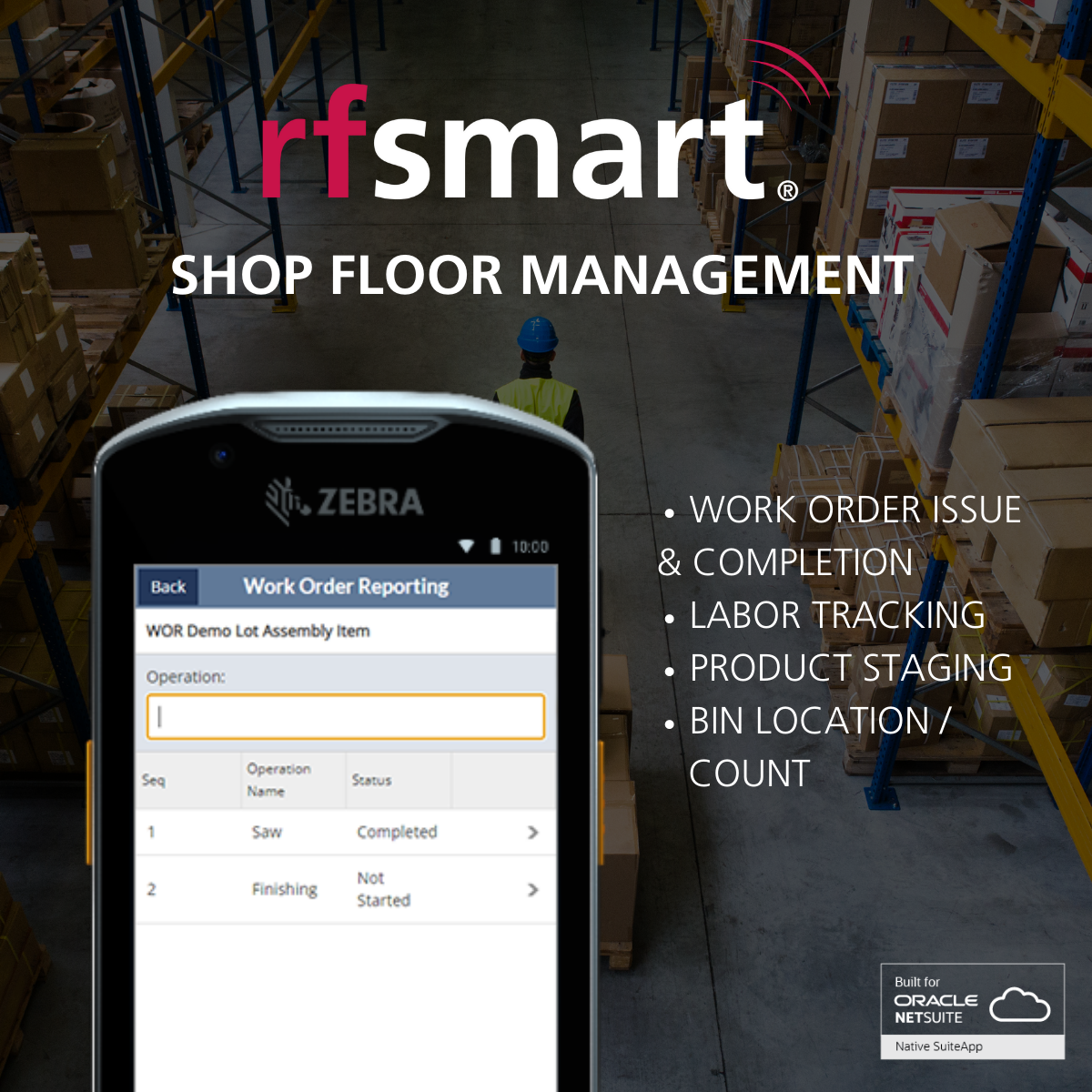 Warehouse management from the shop floor with a barcode scanner