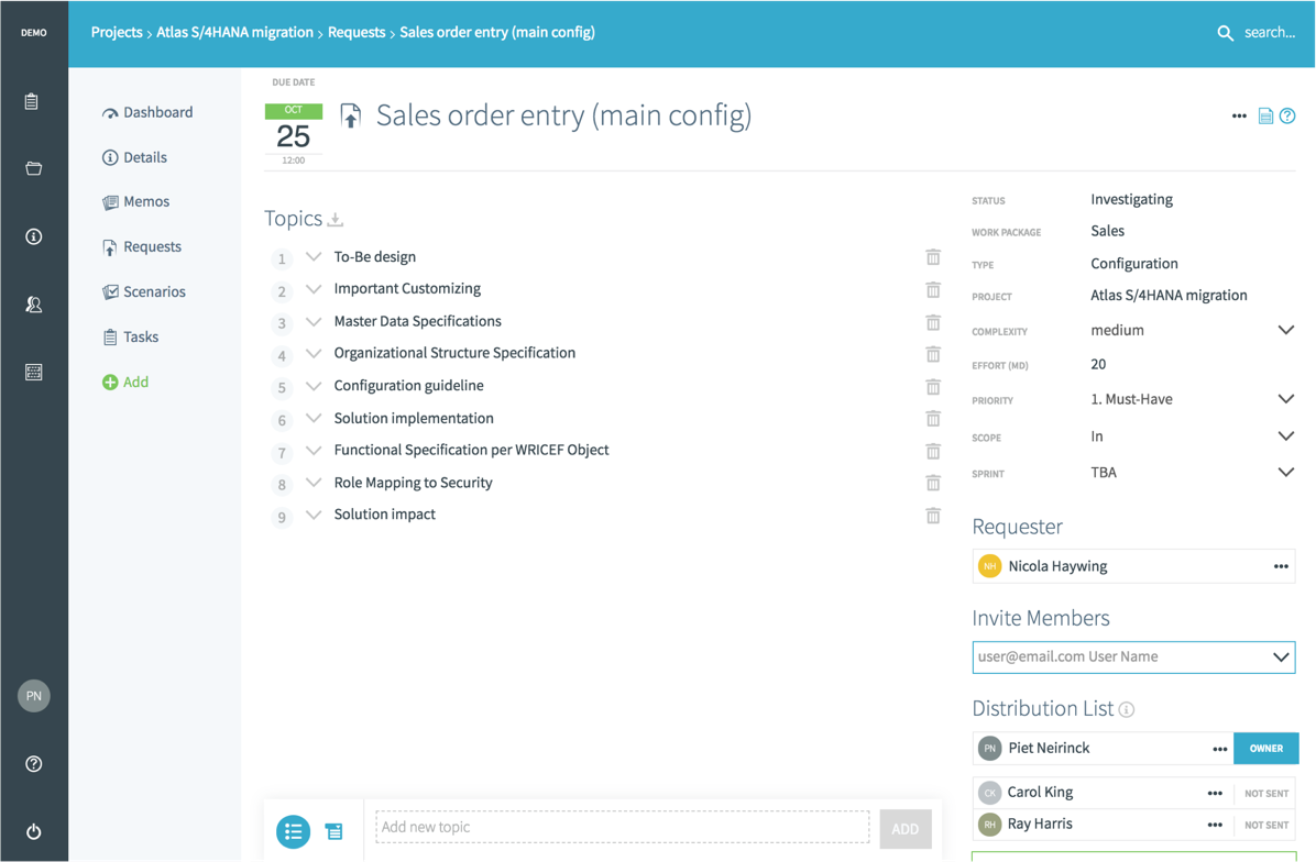 Create request and issues using predefined Activate templates and configuration.