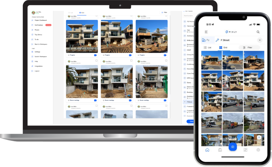 Pixly screenshot: Pixly Mobile app and desktop web versions 